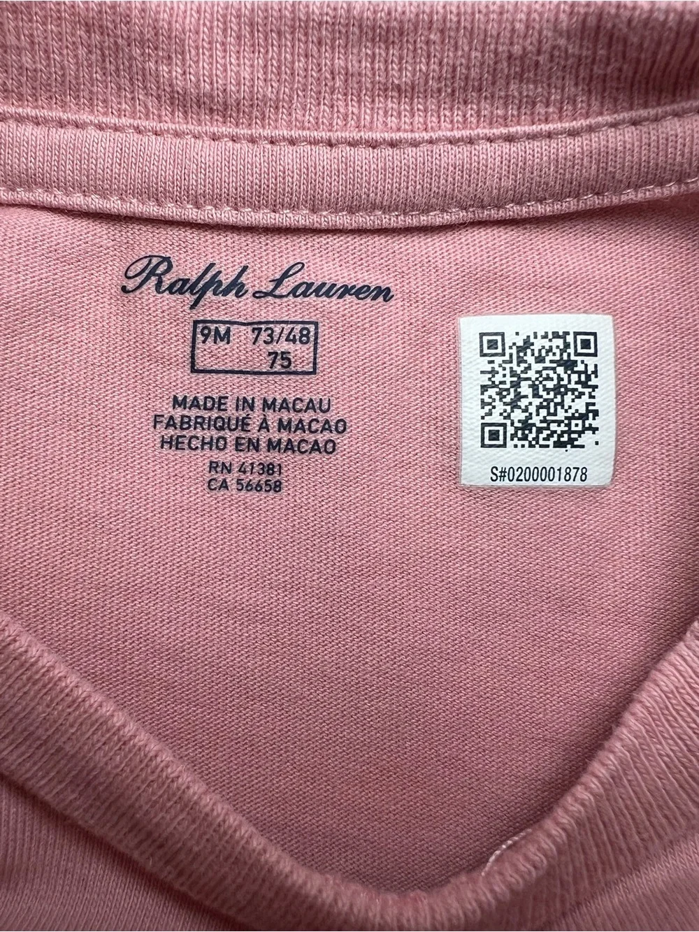 Ralph Lauren Dusty Pink Polo Bear Ruffle-Hem Dress size 9 months